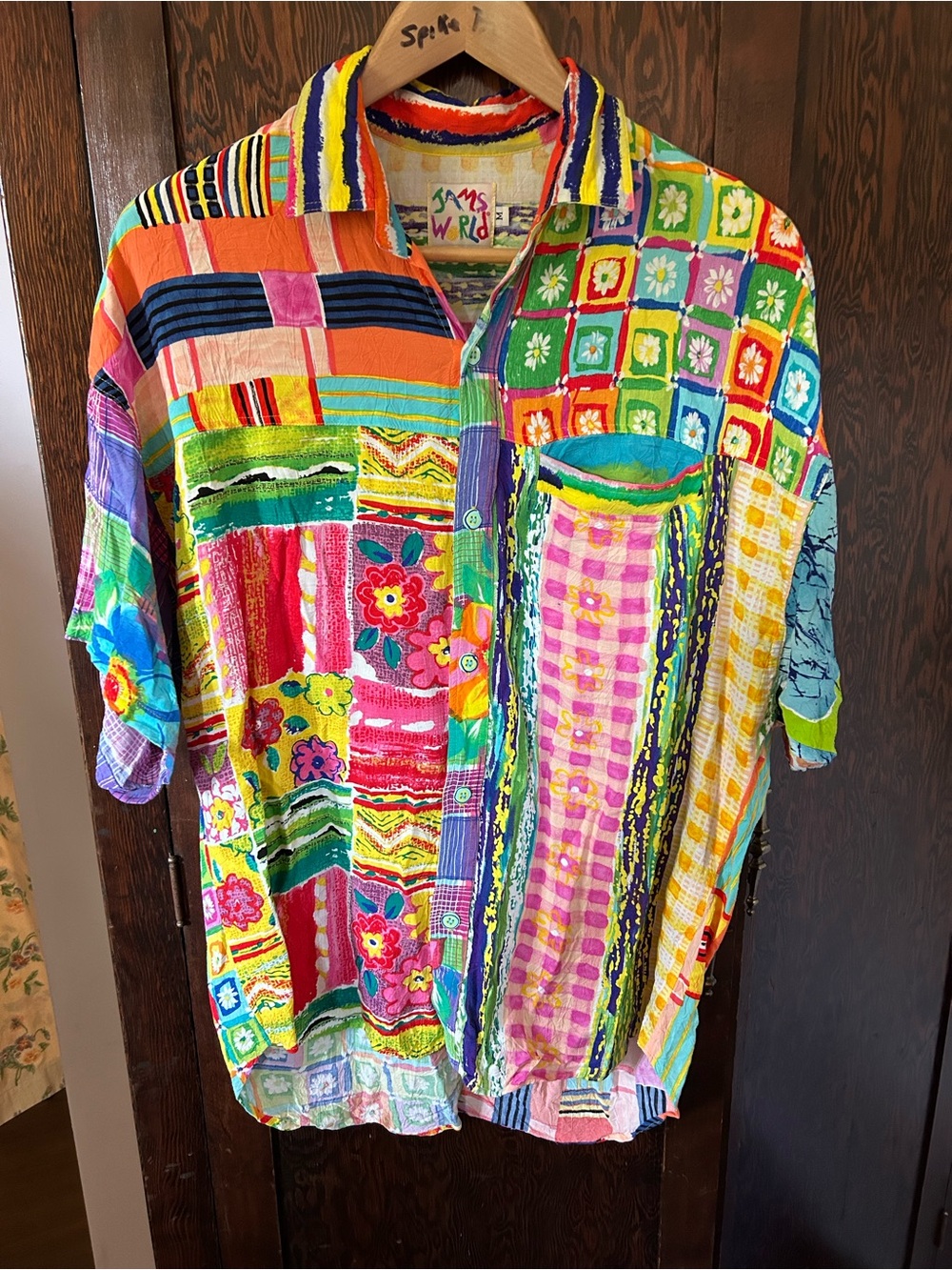 Vintage Jams World Vibrant Multi-Color Button-Up Shirt